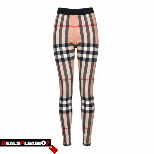 BURBERRY KIDS BEIGE CHECK LEGGINGS