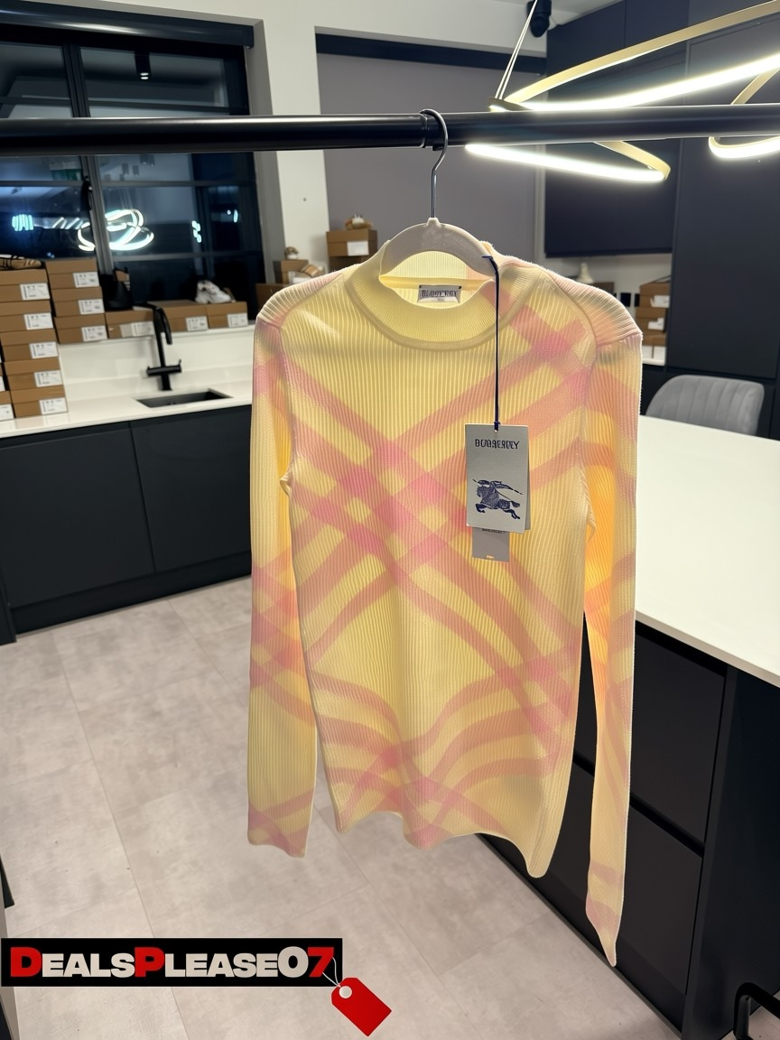 BURBERRY CHECK-PATTERN RIBBED JUMPER