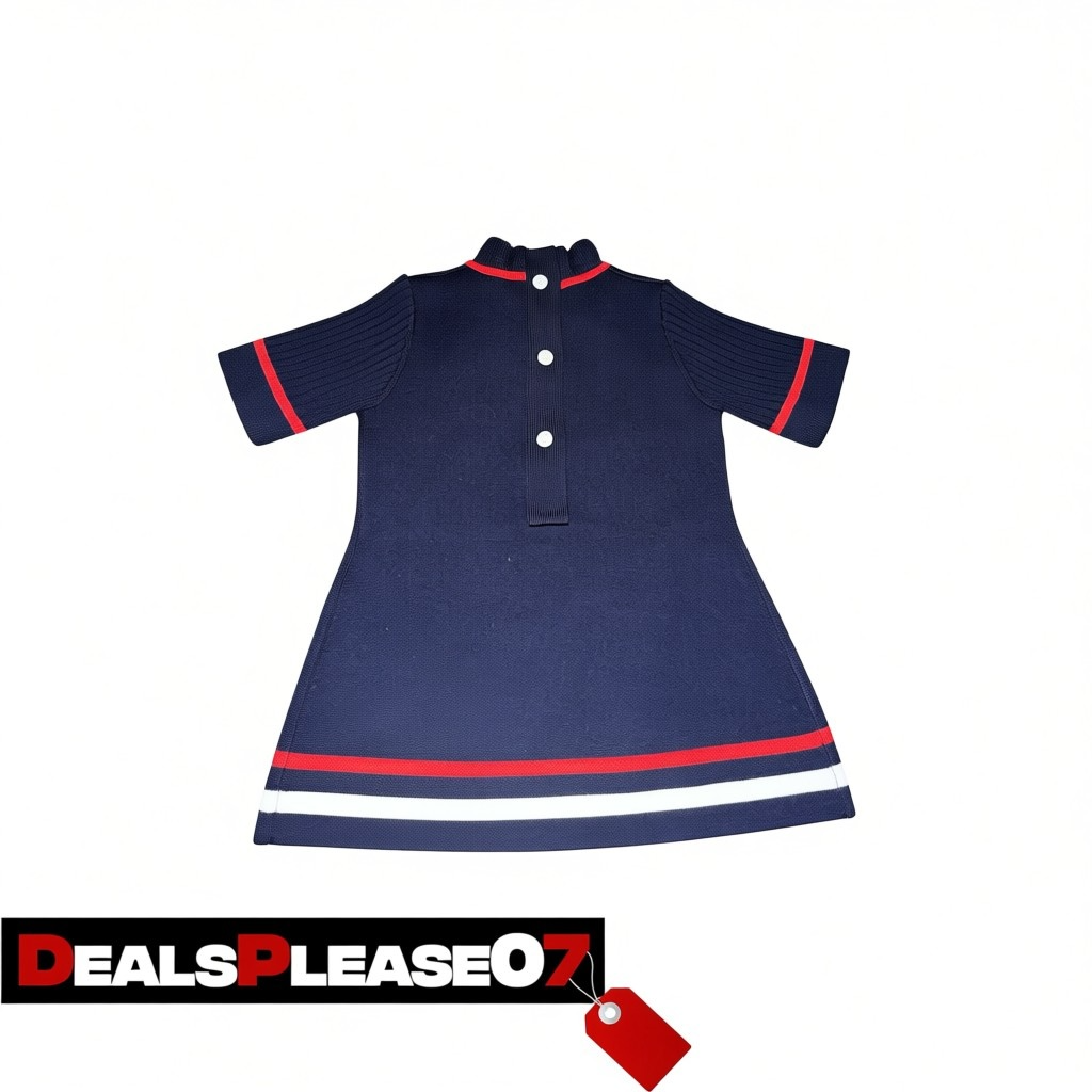 BURBERRY NAVY BLUE KNIT WOOL DRESS KIDS