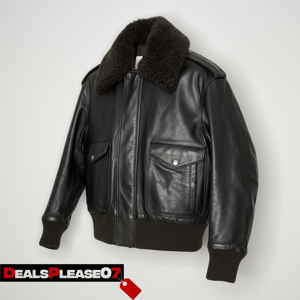 BURBERRY REVERSIBEL SHEARLING COLLAR LEATHER JACKET