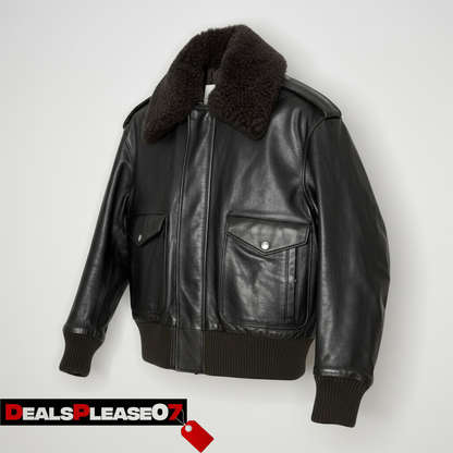 BURBERRY REVERSIBEL SHEARLING COLLAR LEATHER JACKET