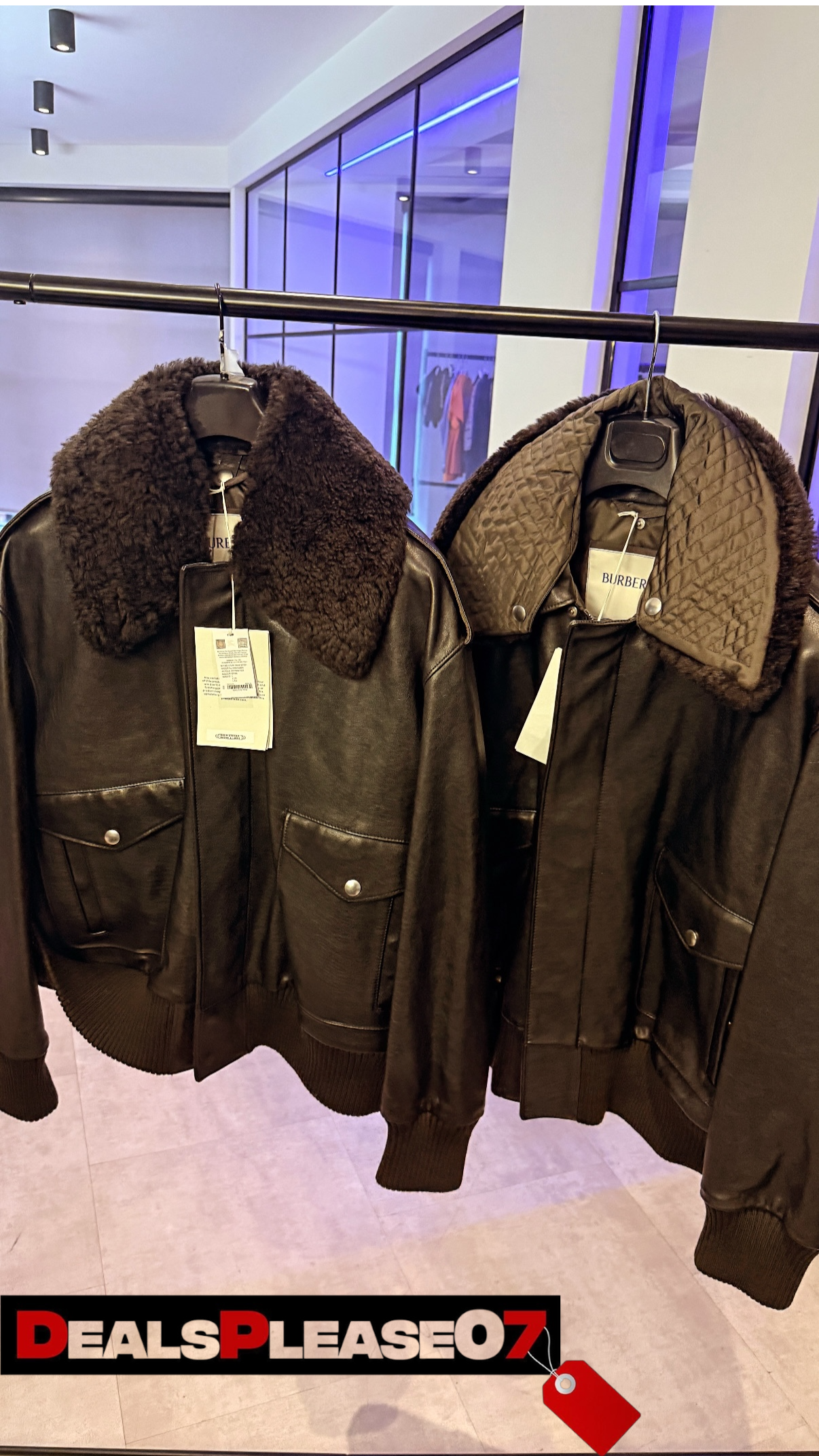 BURBERRY REVERSIBEL SHEARLING COLLAR LEATHER JACKET