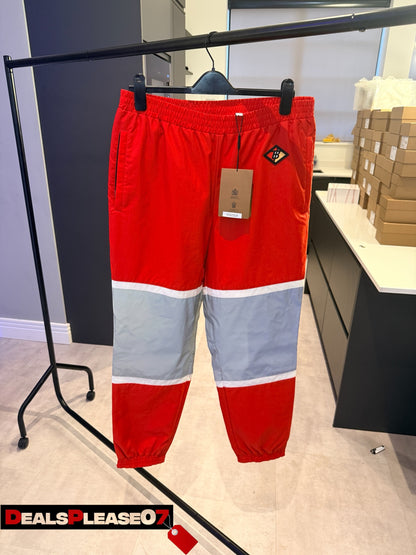 BURBERRY LOGO GRAPHIC STRIPED NYLON TRACKPANTS