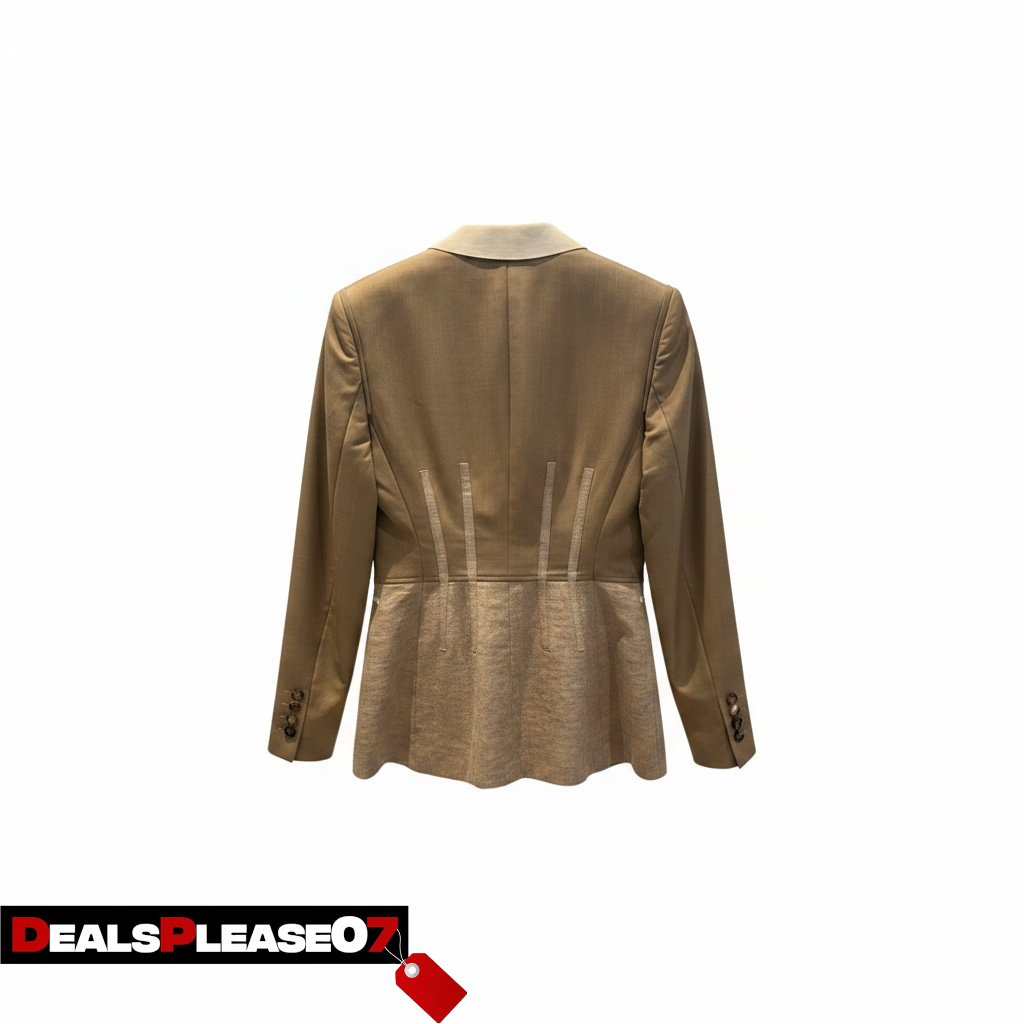 BURBERRY LADIES PECAN MELANGE TAPE DETEAIL MIX BLAZER