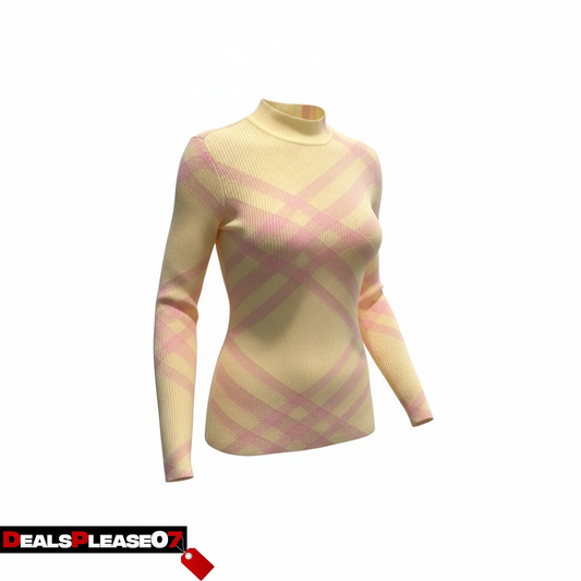 BURBERRY CHECK-PATTERN RIBBED JUMPER