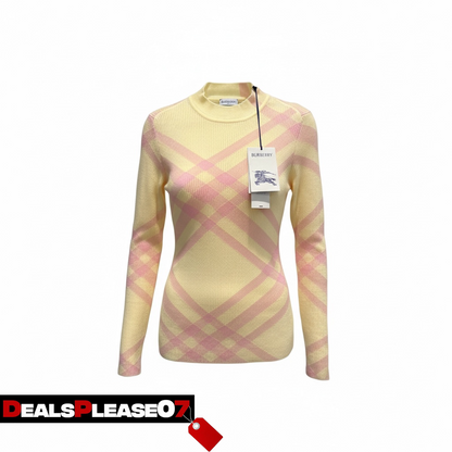 BURBERRY CHECK-PATTERN RIBBED JUMPER