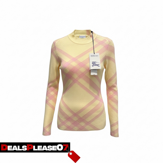 BURBERRY CHECK-PATTERN RIBBED JUMPER