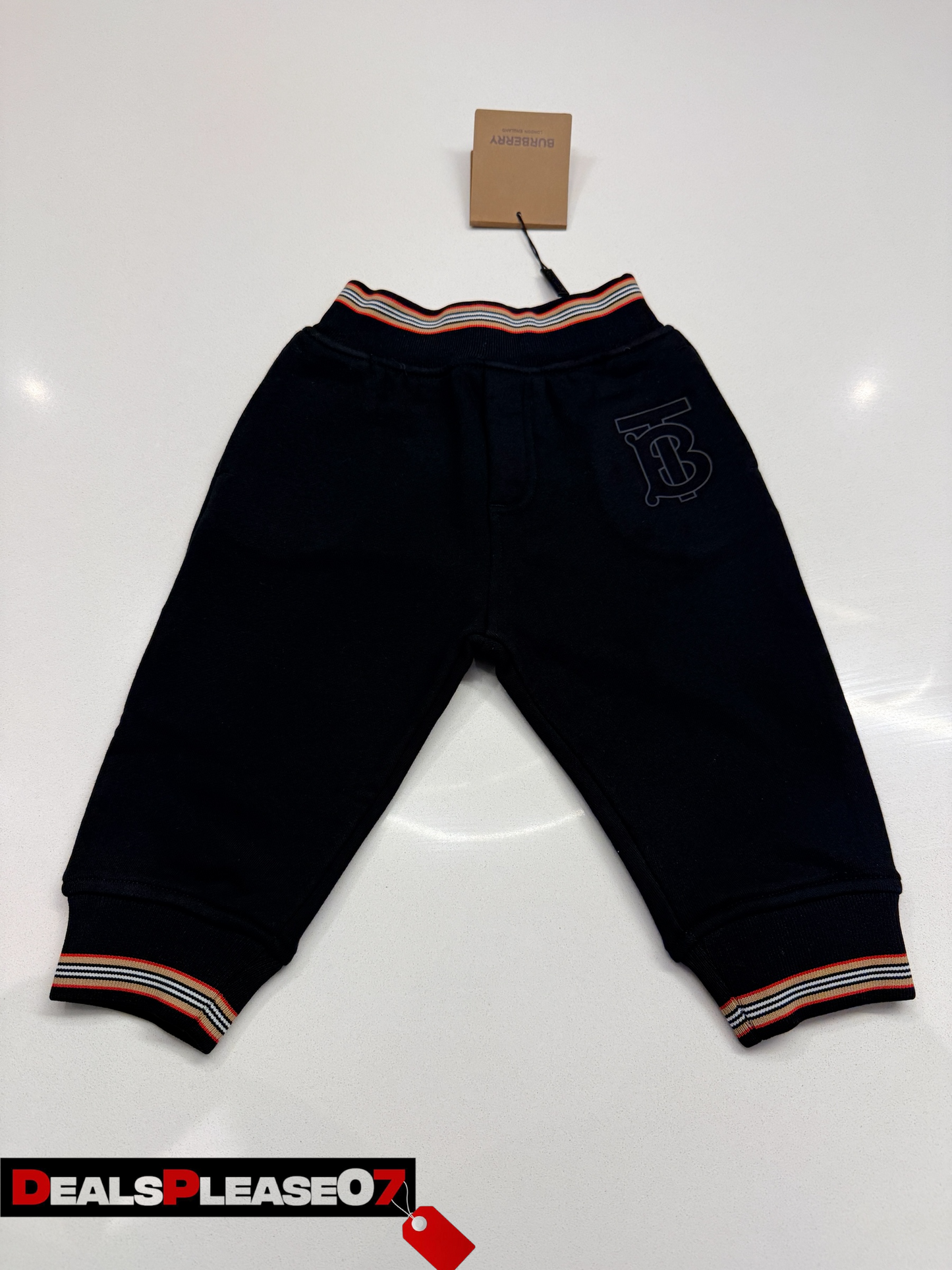 BURBERRY LESTER LOGO EMBROIDERED COTTON JOGGING BOTTOMS KIDS