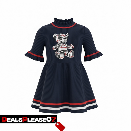 BURBERRY NAVY BLUE KNIT WOOL DRESS KIDS