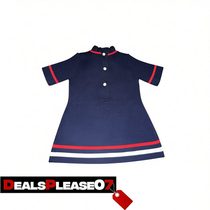 BURBERRY NAVY BLUE KNIT WOOL DRESS KIDS